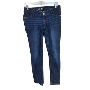Seven7 Maternity Skinny Jeans Dark Wash Blue Elastic Side Panel Size 4